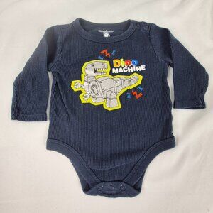 Garanimals Boys Infant One Piece Bodysuit "Dino Machine" Long Sleeve Blue Size 3